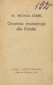 Ostatnia przestroga dla Polski