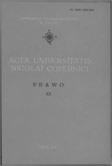 Acta Universitatis Nicolai Copernici. Nauki Humanistyczno-Społeczne. Prawo, z. 20 (124), 1982