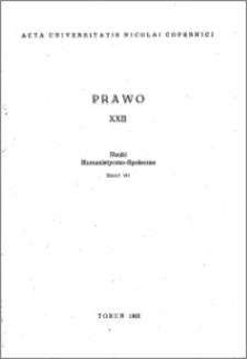 Acta Universitatis Nicolai Copernici. Nauki Humanistyczno-Społeczne. Prawo, z. 22 (141), 1983