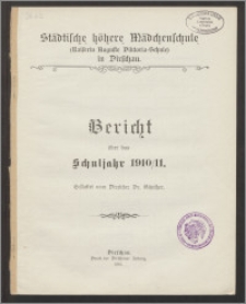 Städtische höhere Mädchenschule (Kaiserin Auguste Viktoria-Schule) in Dirschau. Bericht über das Schuljahr 1910/11