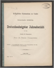 Königliches Gymnasium zu Conitz. Schuljahr 1883/84. Dreiundsechzigster Jahresbericht