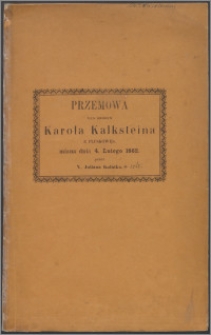 Przemowa nad grobem Karola Kalksteina z Pluskowęs, miana dnia 4 lutego 1862