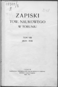 Zapiski Towarzystwa Naukowego w Toruniu, T. 8 nr 1, (1929)