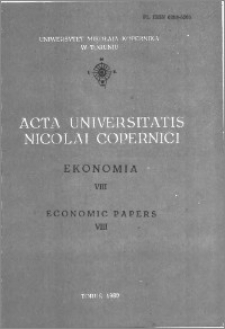 Acta Universitatis Nicolai Copernici. Nauki Humanistyczno-Społeczne. Ekonomia, z. 8 (104), 1980