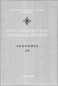 Acta Universitatis Nicolai Copernici. Nauki Humanistyczno-Społeczne. Ekonomia, z. 13 (155), 1988