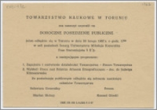 [Zaproszenie. Incipit] Towarzystwo Naukowe w Toruniu ma zaszczyt zaprosić na Roczne Posiedzenie Publiczne ... 20 lutego 1967 roku