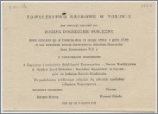[Zaproszenie. Incipit] Towarzystwo Naukowe w Toruniu ma zaszczyt zaprosić na Roczne Posiedzenie Publiczne ...19 lutego 1968 roku
