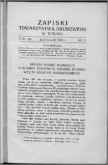 Zapiski Towarzystwa Naukowego w Toruniu, T. 8 nr 2, (1929)