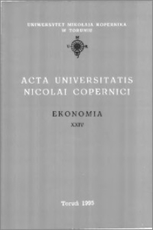 Acta Universitatis Nicolai Copernici. Nauki Humanistyczno-Społeczne. Ekonomia, z. 24 (295), 1995