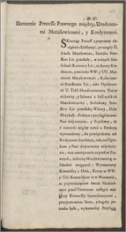 Skrocenie Processu Prawnego między Urodzonemi Matusiewiczami, y Kredytorami