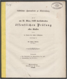 Städtisches Gymnasium zu Marienburg. Zu der am 31. März 1863 stattfindenden öffentlichen Prüfung aller Klassen