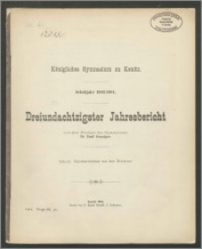 Königliches Gymnasium zu Konitz. Schuljahr 1903/1904. Dreiundachtzigster Jahresbericht