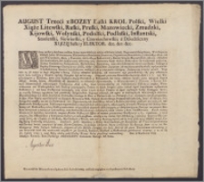 August III król polski wydaje do województw uniwesał w sprawie "soli suchedniowej" dla szlachty i niedopuszczenie soli obcej do sprzedaży w kraju