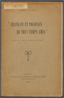 "Français et Polonais de tous temps amis"