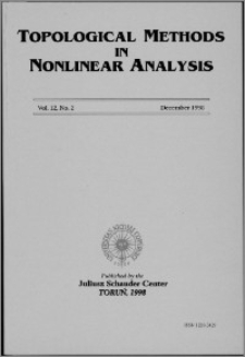 Topological Methods in Nonlinear Analysis, Vol. 12 no 2, (1998)