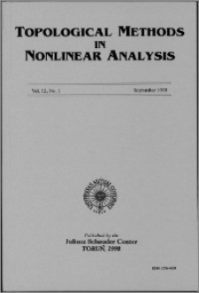 Topological Methods in Nonlinear Analysis, Vol. 12 no 1, (1998)