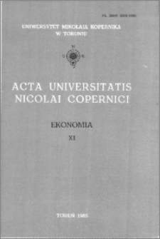 Acta Universitatis Nicolai Copernici. Nauki Humanistyczno-Społeczne. Ekonomia, z. 11 (132), 1983