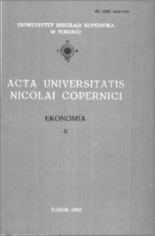 Acta Universitatis Nicolai Copernici. Nauki Humanistyczno-Społeczne. Ekonomia, z. 10 (133), 1983