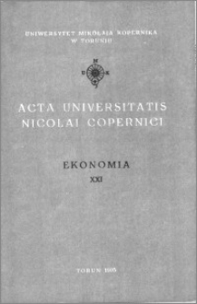 Acta Universitatis Nicolai Copernici. Nauki Humanistyczno-Społeczne. Ekonomia, z. 21 (251), 1993