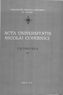 Acta Universitatis Nicolai Copernici. Nauki Humanistyczno-Społeczne. Ekonomia, z. 4 (72), 1976