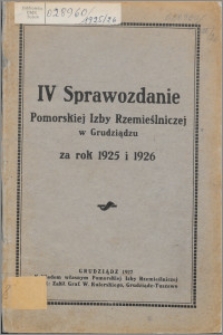 Sprawozdanie Pomorskiej Izby Rzemieślniczej w Grudziądzu za rok 1925 i 1926