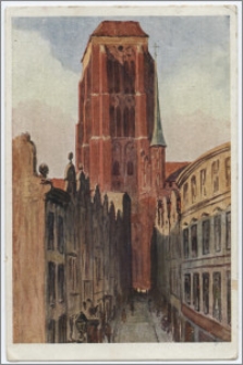 Danzig. Beutlergasse mit Marienturm