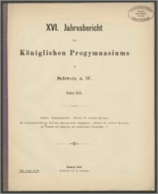 XVI. Jahresbericht des Königlichen Progymnasium zu a. W. Ostern 1983