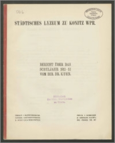 Städtisches Lyzeum zu Konitz Wpr. Bericht über das Schuljahr 1911-12