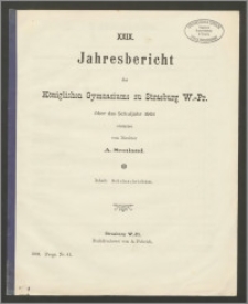 XXIX. Jahresbericht des Königlichen Gymnasiums zu Strasburg W.-Pr. über das Schuljahr 1901