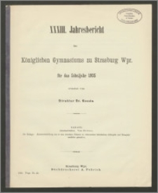 XXXIII. Jahresbericht des Königlichen Gymnasiums zu Strasburg Wpr. für das Schuljahr 1905