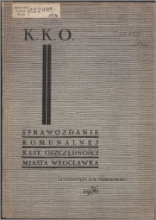 Sprawozdanie za Dziewiąty Rok Działalności 1936 / Komunalna Kasa Oszczędności Miasta Włocławka we Włoclawku