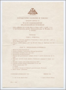 [Zaproszenie. Incipit] Towarzystwo Naukowe w Toruniu uprzejmie zaprasza na Walne Zgromadzenie Sprawozdawczo-Wyborcze ... 19 lutego 1986 roku