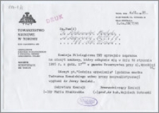 [Zaproszenie. Incipit] Komisja Filologiczna TNT uprzejmie zaprasza na odczyt naukowy ... 18 stycznia 1995 r.