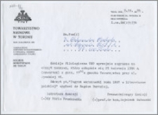 [Zaproszenie. Incipit] Komisja Filologiczna TNT uprzejmie zaprasza na odczyt naukowy ... pt. "Pogrom warszawski roku 1881 w literaturze polskiej", który wygłosi dr Bogdan Burdziej 25 kwietnia 1996 r.