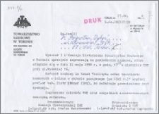 [Zaproszenie. Incipit] Wydział I i Komisja Historyczna Towarzystwa Naukowego w Toruniu uprzejmie zapraszają na posiedzenie naukowe ... 11 maja 1998 r