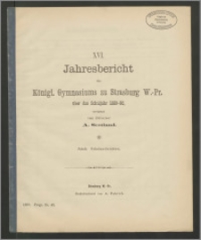 XVI. Jahresbericht des Königl. Gymnasiums zu Strasburg W.-Pr. über das Schuljahr 1889-90
