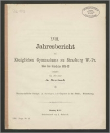 XVIII. Jahresbericht des Königlichen Gymnasiums zu Strasburg W.-Pr. über das Schuljahr 1891-92