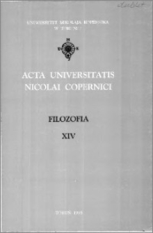 Acta Universitatis Nicolai Copernici. Nauki Humanistyczno-Społeczne. Filozofia, z. 14 (250), 1993