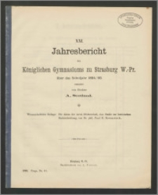 XXI. Jahresbericht des Königlichen Gymnasiums zu Strasburg W.-Pr. über das Schuljahr 1894/95