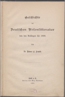 Geschichte der Deutschen Polenlitteratur : von den Anfängen bis 1800