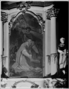 Chełmno. Fara- kościół Wniebowzięcia NMP. Wnętrze-ołtarz boczny z obrazem św. Walentego autorstwa Tadeusza Konicza