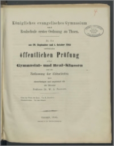 Zu der am 30. September und 1. Octobrer 1863 [...]