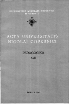 Acta Universitatis Nicolai Copernici. Nauki Humanistyczno-Społeczne. Pedagogika, z. 17 (252), 1993