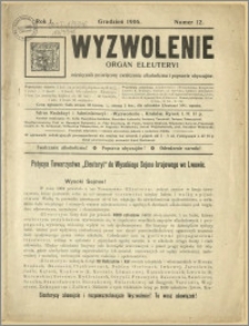 Wyzwolenie - Organ Eleuteryi - miesięcznik poświęcony zwalczaniu alkoholizmu i poprawie obyczajów, Rok I, nr 12