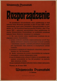 Rozporządzenie : Poznań, 15 maja 1926 r.