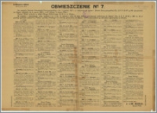 Obwieszczenie nr 7 : Pińsk, dn. 15 grudnia 1927 r.