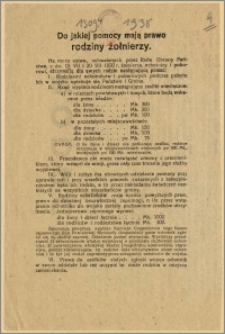 Do jakiej pomocy mają prawo rodziny żołnierzy. : Formy pomocy od Państwa i Gminy na podstawie ustaw uchwalonych przez Radę Obrony Państwa, z dn. 15 VII i 20 VII 1920 r.