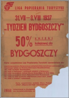 Liga Popierania Turystyki, 31.VII - 8.VIII.1937 r. Tydzień Bydgoszczy