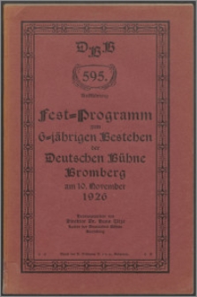 Fest-Programm zum 6-jährigen Bestehen der Deutschen Bühne Bromberg am 10. November 1926