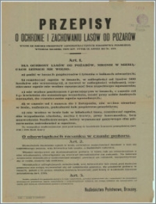 [Obwieszczenie] : [Inc.:] Przepisy o ochronie i zachowaniu lasów od pożarów [1929 r.]